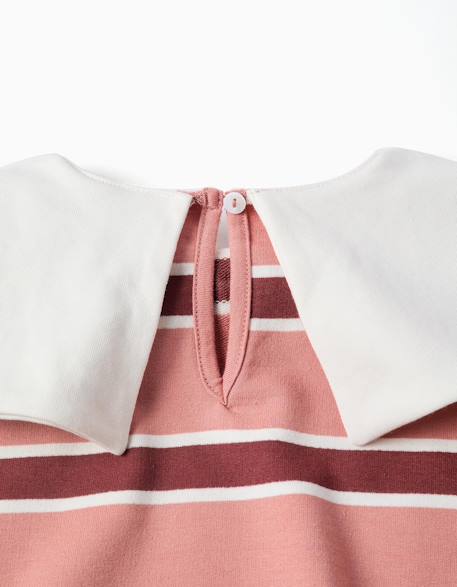 Sweat à rayures avec col en forme de nœud Rose 4 - vertbaudet enfant 
