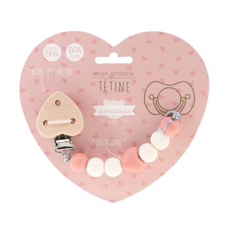 Attache tétine cœur Rose 1 - vertbaudet enfant 