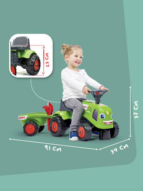 Porteur tracteur avec remorque Blanc et rose+Jaune JCB+Rouge et bleu+Vert Claas 23 - vertbaudet enfant 