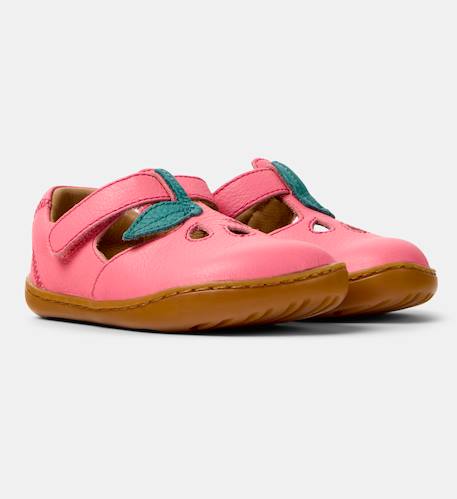 Sandales fille cuir peu cami twins Jaune pastel+Rose pastel 7 - vertbaudet enfant 