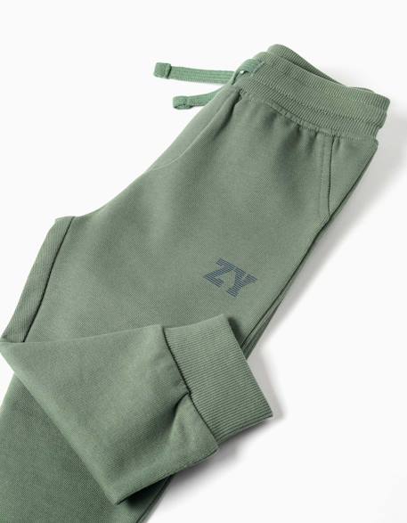 Pantalon de jogging en molleton avec cordon de serrage et imprimé Bleu foncé+Vert foncé 6 - vertbaudet enfant 