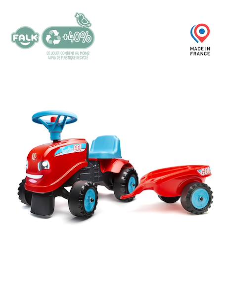 Porteur tracteur avec remorque Blanc et rose+Jaune JCB+Rouge et bleu+Vert Claas 16 - vertbaudet enfant 