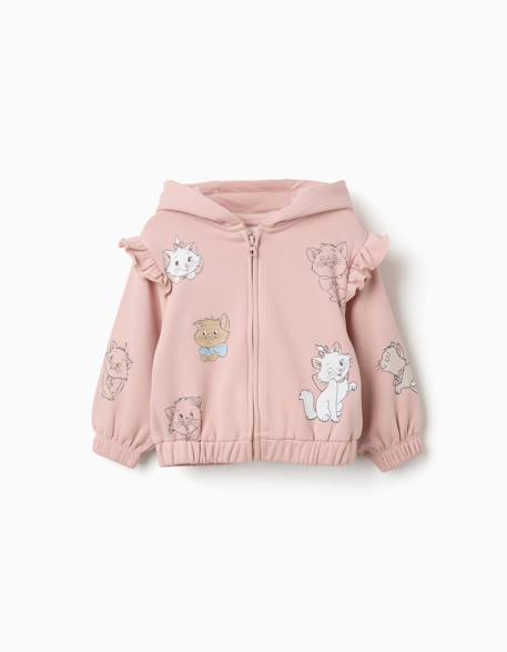 Sweat zippé en coton peigné à capuche et imprimés les aristochats - vertbaudet enfant Bébé-Pull, gilet, sweat-Gilet-Sweat zippé en coton peigné à capuche et imprimés les aristochats