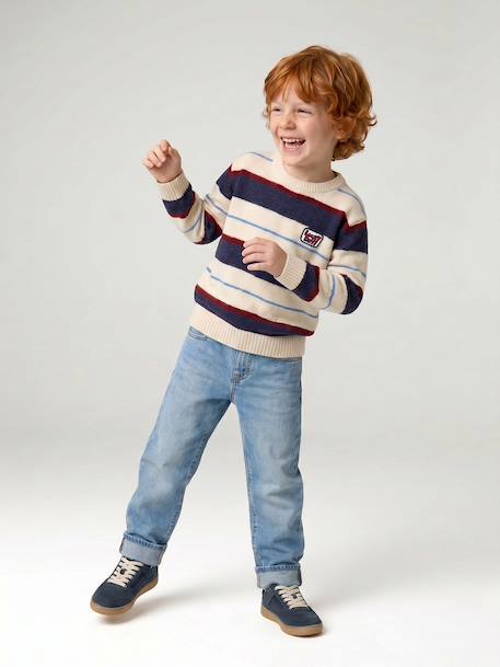 Pull garçon manches longues marine+noisette 7 - vertbaudet enfant 