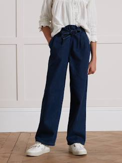 -Pantalon large fille denim light