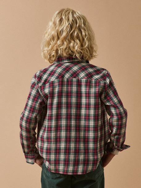 Chemise flanelisée garçon Carreaux ecossais rouge 2 - vertbaudet enfant 