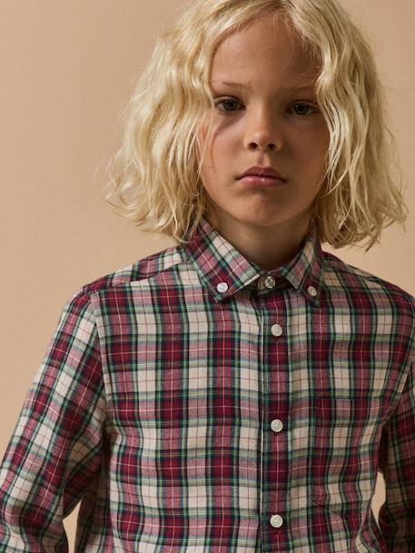 Chemise flanelisée garçon Carreaux ecossais rouge 3 - vertbaudet enfant 