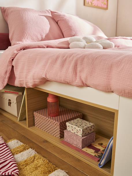 Lit double avec rangement ASPEN 140x200cm blanc 3 - vertbaudet enfant 