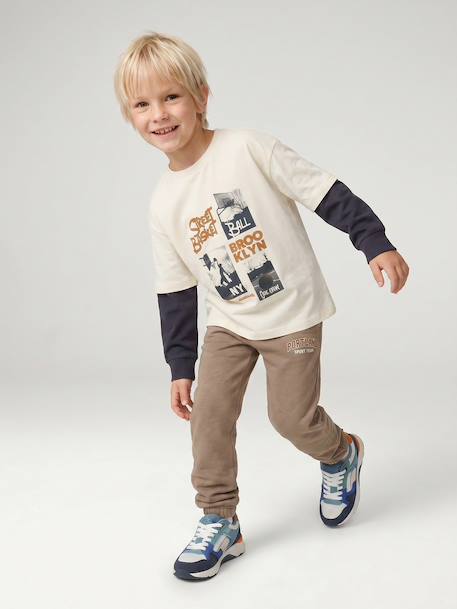 Pantalon de jogging garçon beige+marine+vert sapin 2 - vertbaudet enfant 