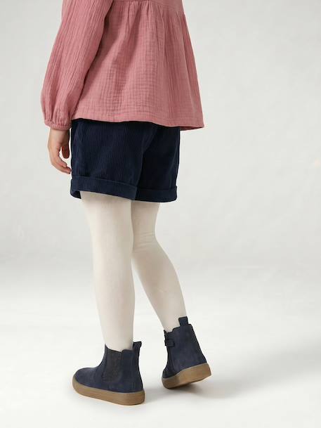 Short en velours poches coeur fille facile à enfiler kaki+marine+rose+vieux rose 10 - vertbaudet enfant 