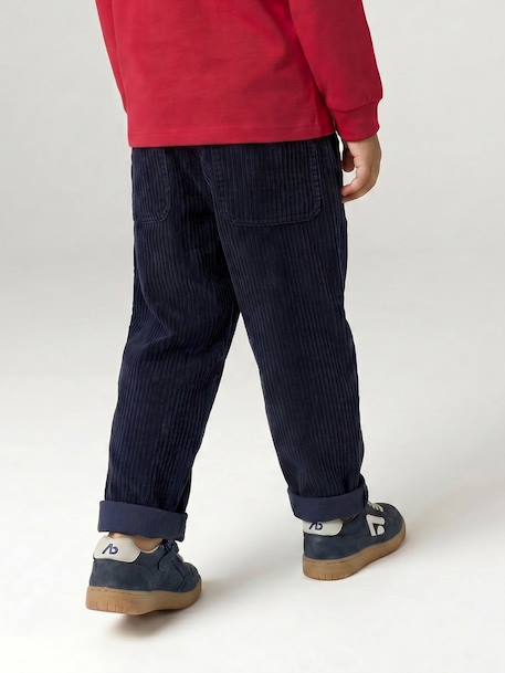 Pantalon en velours côtelé garçon facile à enfiler bleu ardoise+marine 19 - vertbaudet enfant 