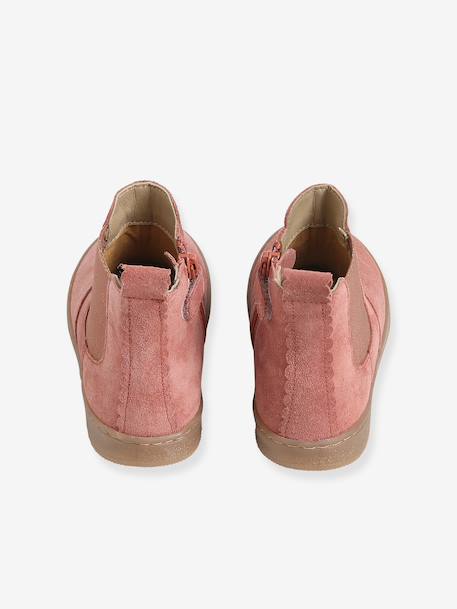 Boots fille cuir zippées beige+bronze+camel+marine+marron+vert+vieux rose 38 - vertbaudet enfant 