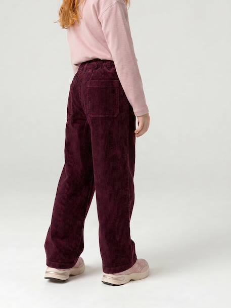 Pantalon fille large velours côtelé style paperbag bordeaux+camel+marine+mauve+olive 6 - vertbaudet enfant 