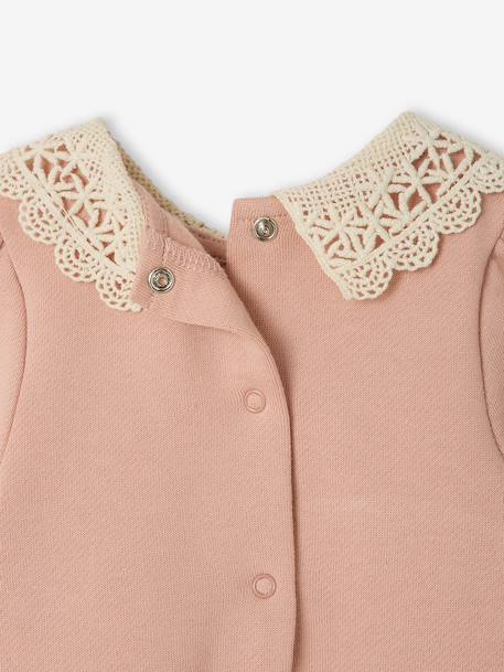 Robe bébé en molleton avec col en crochet rose poudré+vert 5 - vertbaudet enfant 