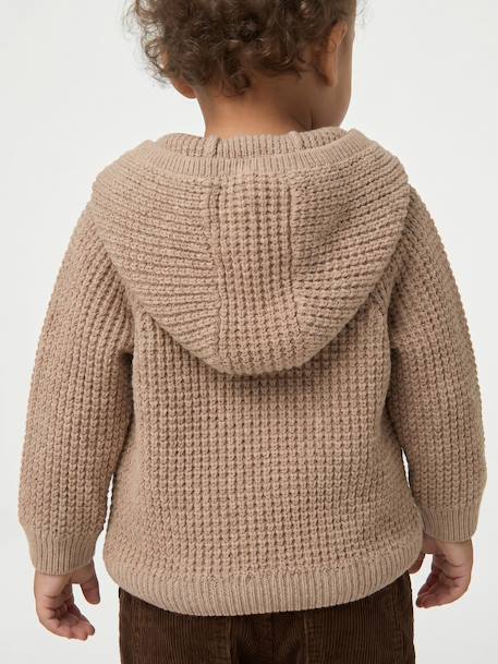Gilet à capuche bébé en tricot beige chiné 7 - vertbaudet enfant 
