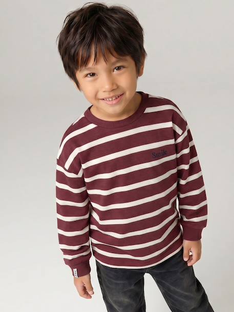 Tee-shirt rayé manches longues garçon bleu nuit+bordeaux+écru 8 - vertbaudet enfant 