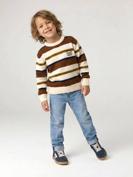 Pull garçon manches longues marine+noisette 15 - vertbaudet enfant 