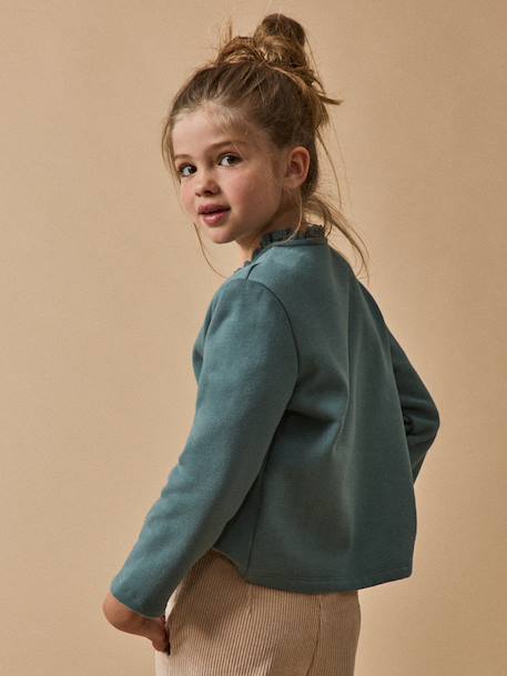 Gilet fille en molleton - coton biologique Amande+Cerise+Marine+Vert anglais 16 - vertbaudet enfant 