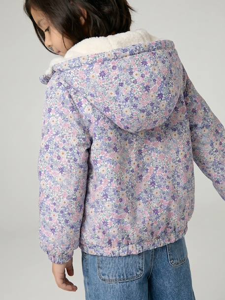 Coupe-vent fille à capuche réversible léopard/sherpa beige+vanille 19 - vertbaudet enfant 