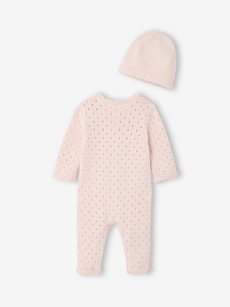 Ensemble combinaison et bonnet naissance fille rose pâle 4 - vertbaudet enfant 