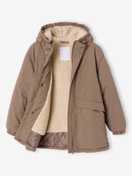 Parka garçon à capuche doublure sherpa Anthracite+kaki+taupe+vert sauge 17 - vertbaudet enfant 