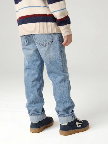Jean garçon droit à revers denim brut+stone 15 - vertbaudet enfant 