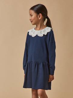 -Robe grand col brodé - coton biologique