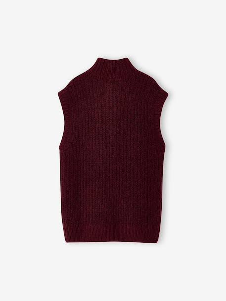Pull camionneur sans manches fille bordeaux+gris chiné 3 - vertbaudet enfant 