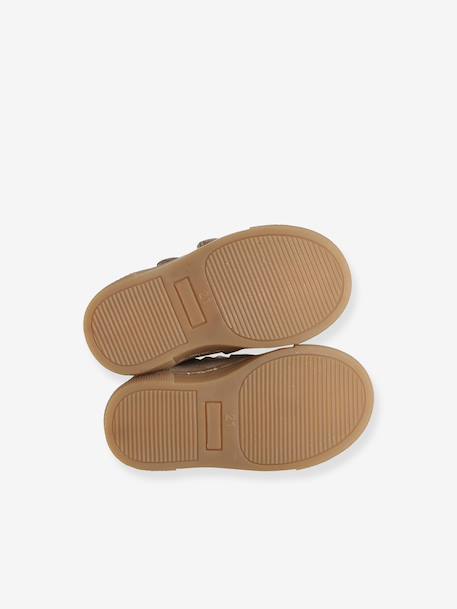 Basket bébé fille cuir à scratchs beige imprimé+jaune d'or 12 - vertbaudet enfant 