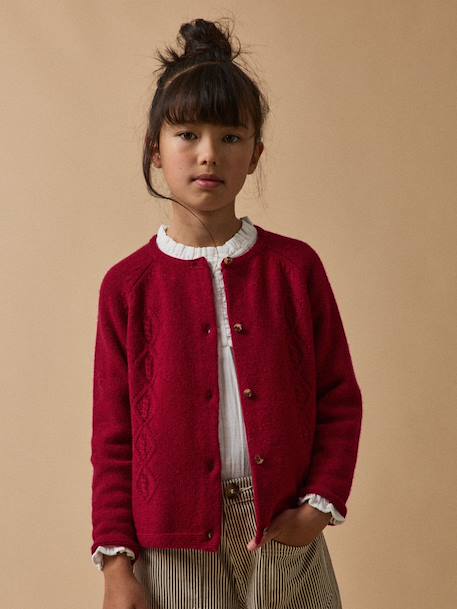 Fille-Pull, gilet, sweat-Gilet-Cardigan  en laine mérinos