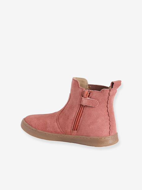 Boots fille cuir zippées beige+bronze+camel+marine+marron+vert+vieux rose 35 - vertbaudet enfant 