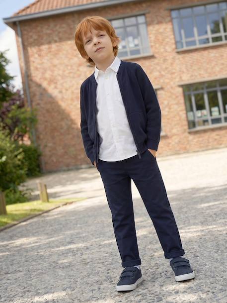 Gilet Teddy garçon manches longues gris chiné+marine 10 - vertbaudet enfant 