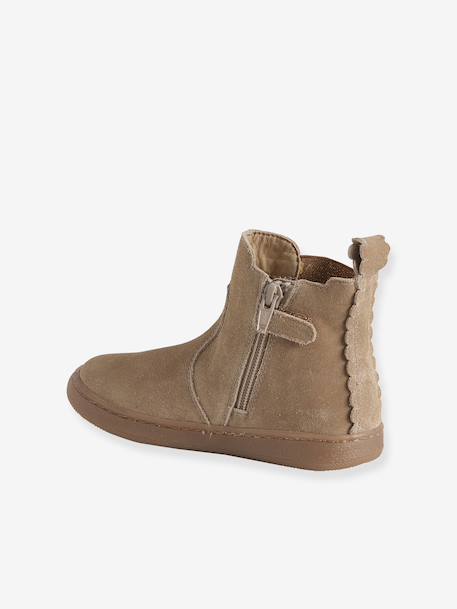 Boots fille cuir zippées beige+bronze+camel+marine+marron+vert+vieux rose 3 - vertbaudet enfant 