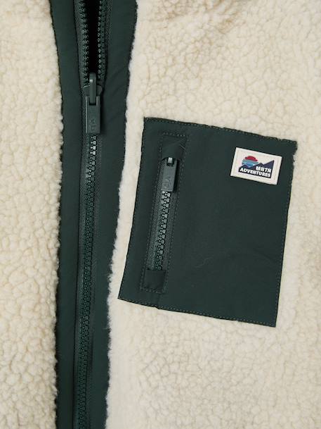 Blouson réversible à capuche garçon bleu grisé+vert sapin 12 - vertbaudet enfant 