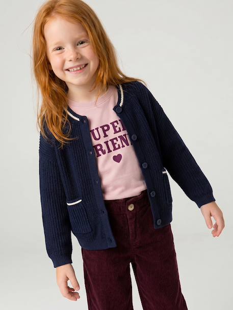 Gilet fille manches longues marine 2 - vertbaudet enfant 