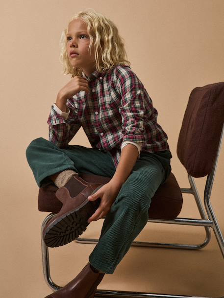 Chemise flanelisée garçon Carreaux ecossais rouge 5 - vertbaudet enfant 