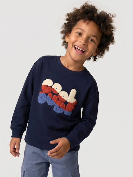 T-shirt manches longues garçon marine+noisette 2 - vertbaudet enfant 