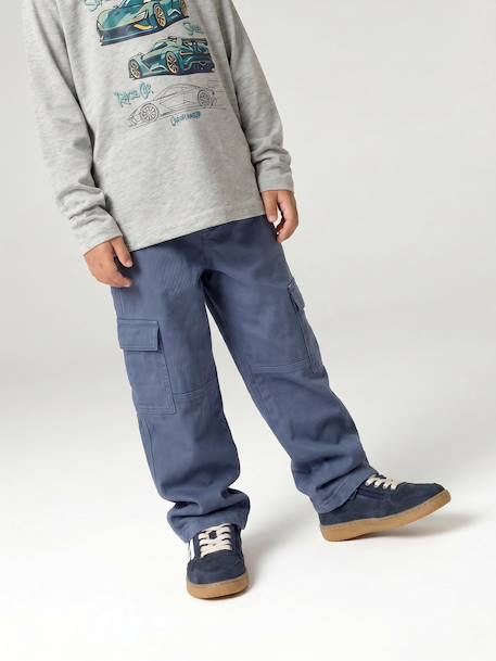 Pantalon battle garçon bleu jean+olive 2 - vertbaudet enfant 