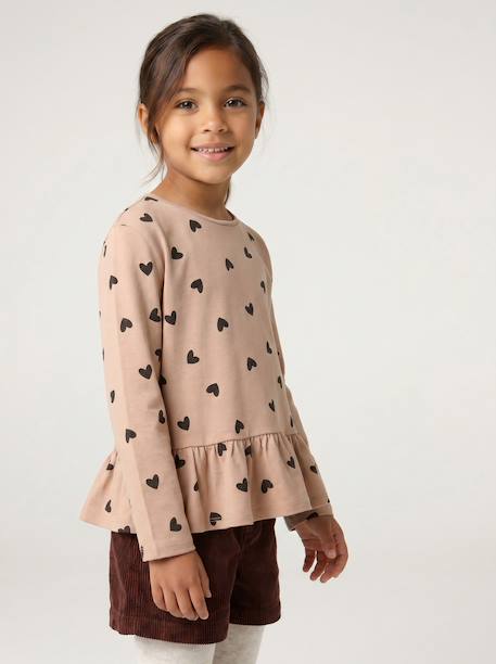 Blouse manches longues fille bois de rose+taupe 5 - vertbaudet enfant 
