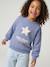 Sweat fille col rond manches longues bleu chambray+gris chiné 1 - vertbaudet enfant 