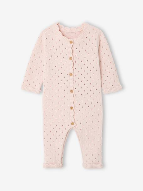 Ensemble combinaison et bonnet naissance fille rose pâle 2 - vertbaudet enfant 