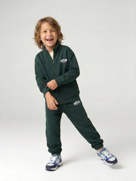 Sweat zippé garçon col camionneur marine+rouge+vert sapin 12 - vertbaudet enfant 