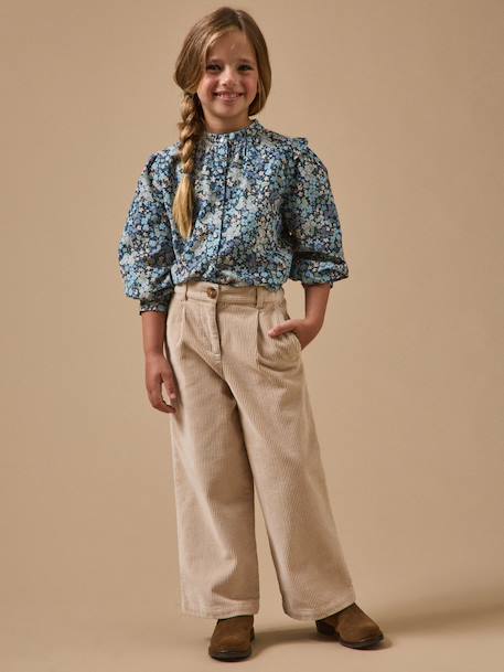 Pantalon flare en velours Beige+Marine 4 - vertbaudet enfant 