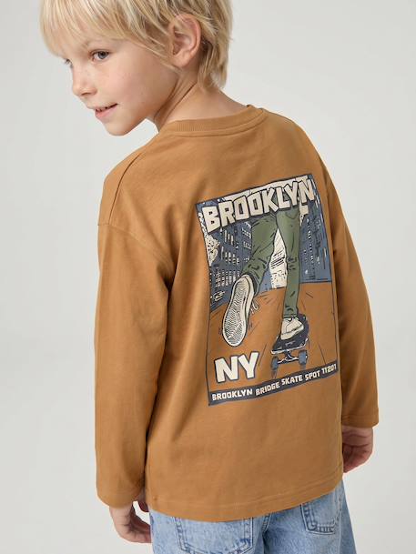T-shirt manches longues garçon bleu océan+ocre 12 - vertbaudet enfant 
