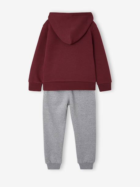 Ensemble sport garçon à capuche bordeaux+ocre+vert sauge 4 - vertbaudet enfant 