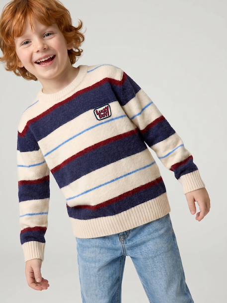 Pull garçon manches longues marine+noisette 1 - vertbaudet enfant 