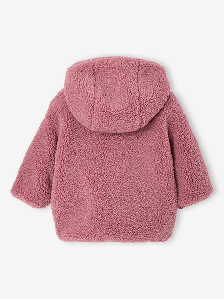Manteau bébé en sherpa avec doublure imprimée 'léopard' beige+vieux rose 6 - vertbaudet enfant 