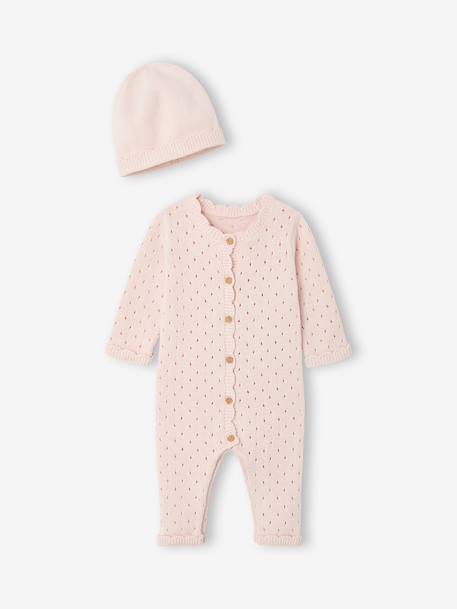 Bébé-Ensemble-Ensemble combinaison et bonnet naissance fille