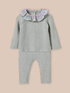 -Ensemble en tricot bébé col en tissu liberty