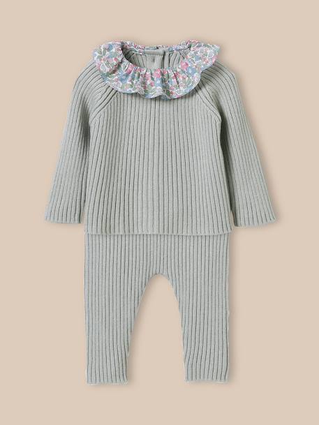 Ensemble en tricot bébé col en tissu liberty Liberty besty berry 1 - vertbaudet enfant 